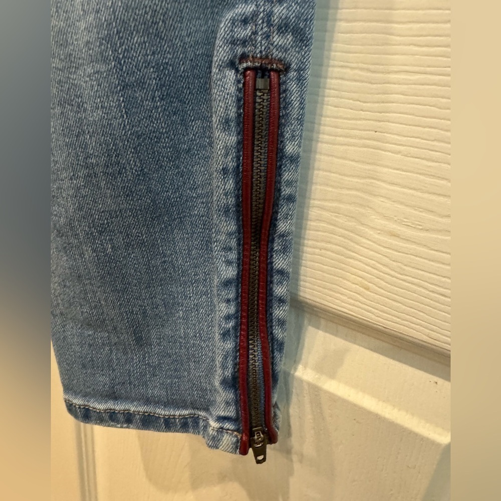 White House Black Market The Skimmer Jeans Faux Leather Trim Ankle Zip Size 4 - Picture 7 of 15